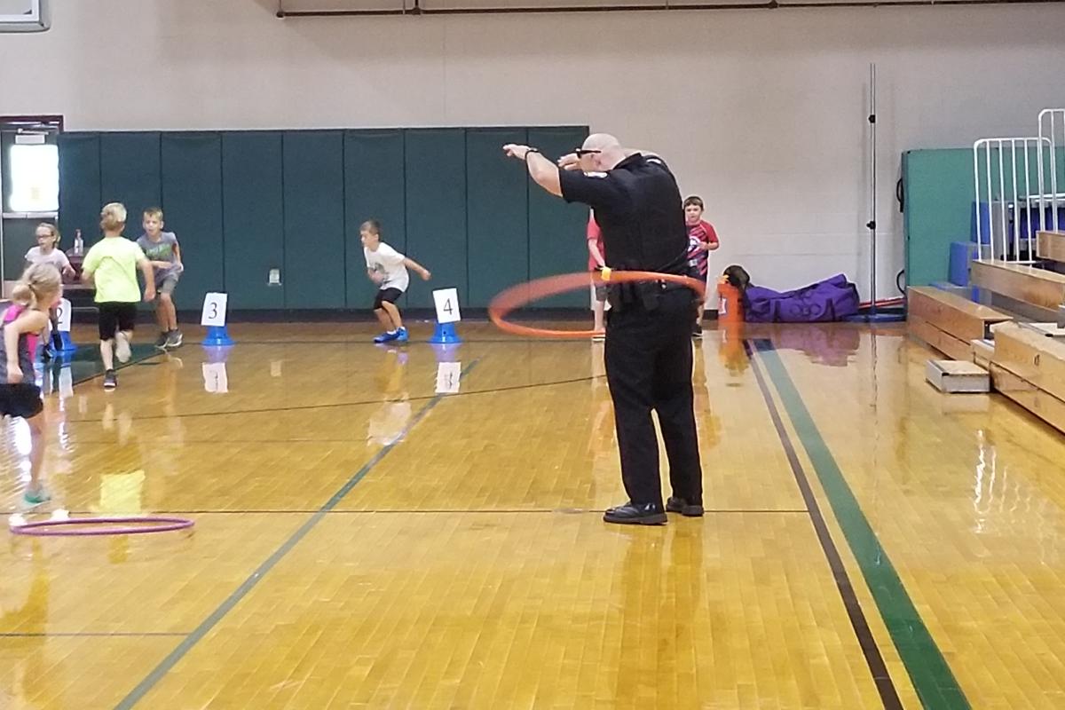 Ofc Jon Sardinha taking part in a PE class at GCS - 2018